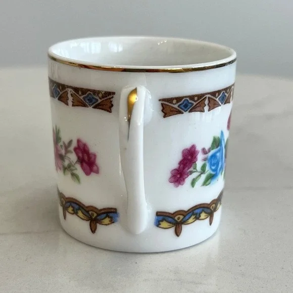 Vintage Demitasse Espresso Tea Cup Saucer Floral Rose Gold Trim Cottagecore - Picture 8 of 12